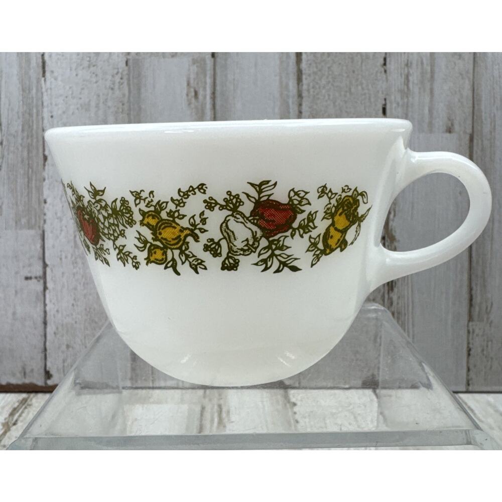 Vintage Pyrex Spice Of Life Milk Glass Coffee Cups Mug Mushroom MCM Retro
